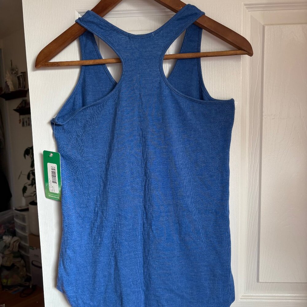 NWT Women's Tipsy Elves Meowica Blue Racer Back Tank Top - Picture 4 of 5